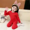 Roupa íntima térmica de veludo infantil, pijama infantil para meninas, roupa infantil de inverno, cor sólida, novas roupas de inverno, roupas de outono