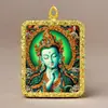 Pingente Thangka do Tibete Zakilam Quadrado Liga de Aço Titânio Dourado Várias Cores Padrões Dourados Podem Ser Escolhidos Direto da Fábrica
