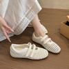 Zapatos de Malla Tejida con Calados y Suela Blanda 2025 Verano Nuevos Zapatos de Ballet de Malla con Hebilla de Una Línea Planos Zapatos Mary Jane con Suela Plana
