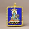 Pingente Thangka de Xizang Zakilam Quadrado Liga de Aço Titânio Dourado Vários Padrões de Minério Podem Escolher Direto da Fábrica
