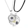 Collar con Cadena de Proyección de Corazón de Amor, Sol y Luna para Pareja, Superventas Transfronterizo, Colgante de Par Unisex, Diseño de Nicho, Apilable