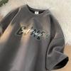 Camiseta de manga corta de ante para hombre, verano 2023, nuevo diseño, con estampado de letras Sense Niche, camiseta informal holgada
