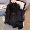 60.00 kg-175.00 kg talla extra para mujer Conjunto casual profesional de tres piezas: chaqueta, chaleco y falda Novedad Otoño 2024