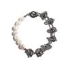 Joyería Transfronteriza Cadena Gruesa Nudada Europea y Americana Cadena de Empalme de Perlas de Agua Dulce Pulsera Latón Chapado en Oro 18K 314-1