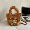 Nova Bolsa de Balde Peluda de Desenho Animado Outono/Inverno 2025 para Mulheres, Bolsa de Mão Versátil, Bolsa Transversal Fofa de Nicho