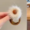 Mascarilla de frijol de felpa colorida nueva para otoño e invierno para niños, diadema, anillo de toalla de bola ensanchado, cuerda para el pelo de bola para coleta alta de niñas