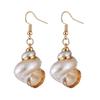 Pendientes de concha de playa natural europea y americana con borde bañado en oro Collar con colgante de concha de playa estilo bohemio venta al por mayor
