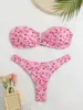 Nuevo Bikini de Dos Piezas para Mujer Traje de Baño Dividido con Top Tipo Tubo Estampado Venta Transfronteriza Amazon