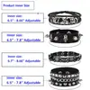 Conjunto de 4 Pulseiras de Couro Estilo Europeu e Americano Tendência Transfronteiriça, Conjunto Masculino de Pulseiras Personalizadas Estilo Punk com Rebites e Estrela de Cinco Pontas