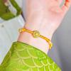 Tienda de oro Jin Yan con cuatro ruyi esmalte azul hielo perla pulsera diseño de nicho para mujer joyería de lujo ligero