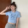 Camiseta Corta de Manga Corta para Hermanas Mejores Amigas Mujer 2024 Verano Nuevo Estilo Coreano Moderno Revela Ombligo Estilo Harajuku Tops para Estudiantes