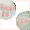Uñas postizas cortas color nude dulce para usar en verano, piezas de uñas desmontables para señoras, venta al por mayor, comercio exterior