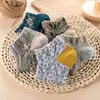 Meias retrô para mulheres, meias curtas em estilo court artístico, estampa floral, meias novas da moda, meias de verão femininas, algodão, respiráveis e doces