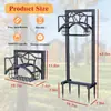 Suporte de Mangueira de Jardim para Exterior, Rack de Armazenamento de Mangueira de Água Metálico Autoportante com Cesto de Armazenamento, Cabide de Mangueira para Exterior