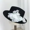 Elegante Sombrero de Flor Tridimensional con Perlas, Sombrero de Sol Delgado y Transpirable para Primavera y Verano, Elegante y Versátil