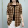 Camisa de Manga Larga a Cuadros Moda Femenina Madre de Mediana Edad Primavera y Verano Nuevo Elegante Top Casual Camisa Elegante de Mediana Edad