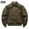 Jaqueta JEEP SPIRIT Masculina com Gola Alta Estilo Primavera e Outono Cor Sólida Roupa de Trabalho Casual Roupa Esportiva Jaqueta de Baseball