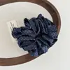 Gomas para el Cabello Coreanas Retro Azul Marino de Doble Capa con Lunares Grandes y Pequeños para Niñas, Iluminando Peinados de Moño, Gomas para Cola de Caballo, Accesorios para el Cabello
