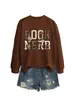 Amazon Wish site independente moda casual retrô feminina nerd de livros floral outono e inverno nova blusa de moletom