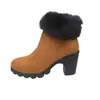 Botas de Moda Cálidas con Forro de Polar para Mujer, Invierno Espesadas de Gamuza Talla Grande Tacón Grueso con Ribete de Piel Zapatos de Algodón