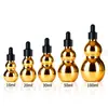 Botella de Vidrio para Aceite Esencial Forma de Calabaza Doble Chapada en Oro, Botella de Vidrio para Loción de Cuidado de la Piel, Botella Vacía Recargable para Agua de Maquillaje