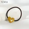 Elástico de Cabelo Pequeno Coração em Acetato Estilo Francês Wjia, Elástico Espesso em Acetato Estilo Francês para Rabo de Cavalo Feminino, Acessório de Cabelo Elegante