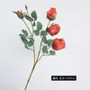 Flores Artificiais de Rosa Montanha de Neve com Borda Assada de Alta Qualidade para Decoração de Paisagismo de Casa, Casamento, Fotografia - 4 Cabeças de Rosa Artificiais - Atacado