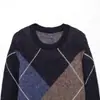 Atacado Transfronteiriço Verão 2026 Novo Estilo Europeu e Americano Suéter de Tricô Feminino Gola Redonda Simples Casual com Padrão de Diamante