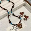 Collar de Cuentas Estilo Étnico Retro Ojo de Tigre Marrón Pendientes de Lujo Accesible Cadena para Clavícula de Elefante Bebé de Gama Alta para Mujer