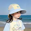 Chapéu de Sol Infantil Verão Fino Proteção Solar Aba Larga Malha Respirável Secagem Rápida Chapéu Xale para Menina Chapéu Bucket