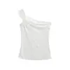 2661-Camiseta de Moda Asimétrica sin Mangas Adelgazante para Mujer 2026 Primavera Verano Nuevo Top Sexy Ajustado Europeo Americano