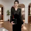 (En stock)Vestido de Cola de Pez Elegante Retro de Lujo Ligero Ajustado a la Cintura que Resalta las Caderas, Nuevo para Primavera y Otoño D10238