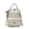 Mochila Pequeña Estilo Coreano para Estudiantes Universitarios, Bolso de Cadena Acolchado Versátil de Cuero Suave Negro de Alta Gama para Mujeres