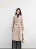 Nuevo Estilo Otoño e Invierno 2026 Abrigo de Lana Doble Faz, 100% Lana Pura, Largo Medio para Mujer, Gama Alta, Elegante, Abrigo Reductor de Edad con Cinturón