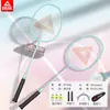 Raqueta de Bádminton Peak Genuina Duradera Doble Raqueta Ultraligera Fibra de Carbono Completa Grado Profesional Set para Adultos y Niños
