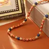 Collar de Ágata con Cuentas de Lapis Lázuli Natural Dzi, Moda de Lujo Ligero, Diseño de Nicho de Gama Alta, Cadena de Clavícula de Moda