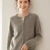 Nuevo Estilo Cardigan de Cachemir de Hilo de Punto para Mujer Engrosado Cremallera Corta Manga de Hombro de Silla Casual Suéter de Punto Holgado Simple