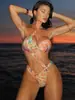 2027 Nuevo Bikini Sexy de Dos Piezas Estilo Europeo y Americano Traje de Baño Adelgazante para Mujeres Tirantes Extraíbles Ropa de Baño para Vacaciones en la Playa