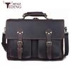 Fabricantes Personalizados Retro Crazy Horse Pele de Cavalo Bolsa de Ombro Masculina Europeia e Americana Bolsa de Couro Mensageiro Bolsa de Couro para Computador