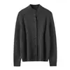 Cárdigan de cachemira con cuello alto, nuevo modelo otoño e invierno 2026, camisa básica de botones para mujer, estilo elegante, color liso, abrigo holgado y favorecedor