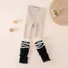Leggings Gruesos de Invierno para Niñas con Forro de Felpa y Calcetines Bloque de Color, Pantalones Cálidos de Felpa Integrados Modernos