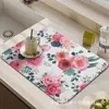 Tapete Absorvente de Lama Diatomácea para Cozinha, Pequeno, com Planta Fresca e Flor, Secagem Rápida, Antiderrapante, Resistente a Manchas, Tapete de Armazenamento, Dropshipping