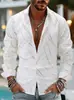 Nova camisa masculina de sarja estampada de manga longa, estilo europeu e americano, casual e elegante, com lapela, aberta na frente, para 2026