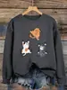 Suéter Pulóver para Mujer con Estampado de Tres Gatos Trepando y Escapando Cuello Redondo Sudaderas Millennial Bug Ropa Holgada de Otoño