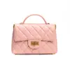 Estilo Nuevo Primavera y Verano Piel de Oveja Moda de Moda Pequeño Bolso de Mujer Estilo Chanel Versátil Dopamina Acolchado Cadena Hombro Cruzado