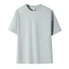 Camiseta de Verano Nueva de Alta Elasticidad de Seda de Varsovia Algodón Romano de Cuello Redondo de Manga Corta Ropa de Trabajo