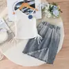 26 Comercio Exterior Transfronterizo Ropa Infantil Verano Nuevo Chaleco de Tirante Único Sin Mangas Falda Irregular Retro de Mezclilla Al por Mayor