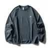 Camiseta ligera y holgada de secado rápido para deportes al aire libre en otoño e invierno, con bloques de color, que absorbe la humedad y es transpirable, capa base unisex, cuello redondo, manga larga