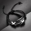 Pulsera de Cuero Explosiones Transfronterizas Letra X Esperanza Retro Accesorios de Metal Pulsera Piedra Negra Cuero PU Pulsera Tejida
