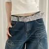 Cinturón Blanco con Corazón Estilo Punk Retro para Mujer, Diseño de Nicho Y2K, Amplio Accesorio de Cinturón de Cuero para Combinar con Jeans